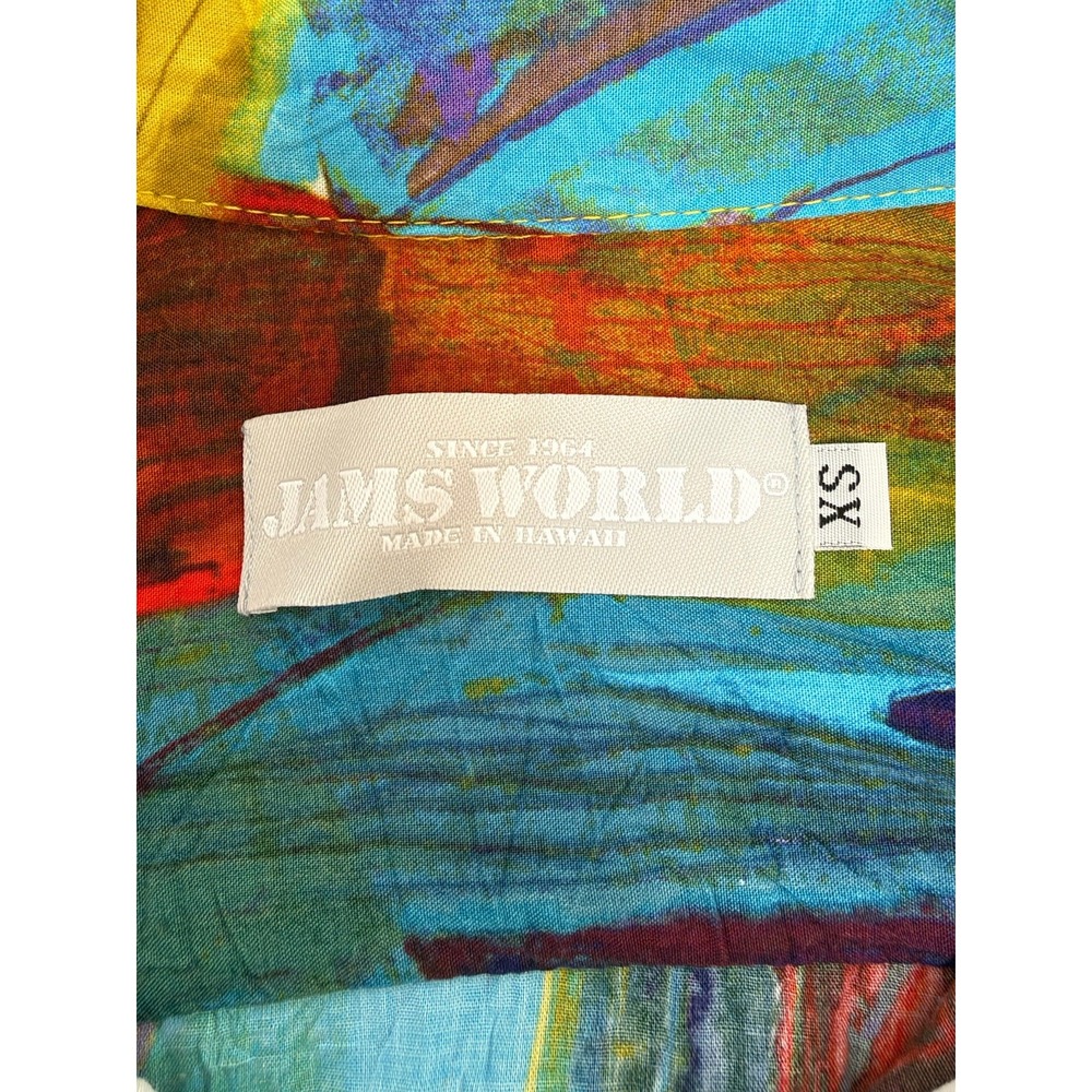 Vintage Jams World Multicolor Abstract Pattern Rayon Shirt Made In  Hawaii Sz XS - Picture 2 of 6